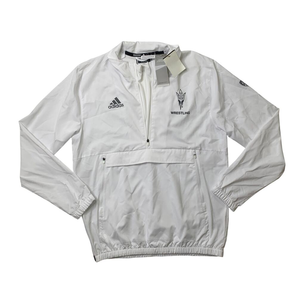 Arizona State University Wrestling Jacket Mens S Small White Anorak Adidas ASU